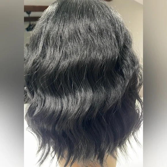 HAIR, 12” long, Wavy, center part, Black - Picture 5 of 8